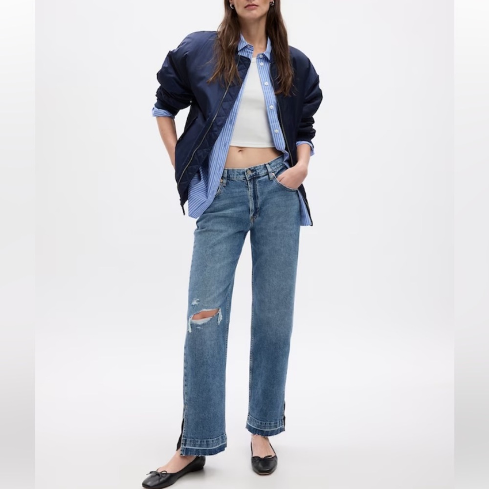 GAP Mid Rise 90s Loose Fit Split Hem Jeans